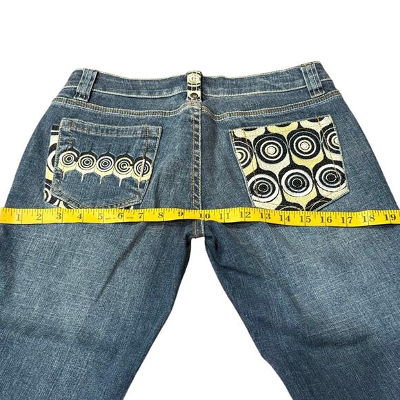 Rare NWT Vintage Coogi 29"W 31"L Low-Rise Flare Jeans Y2K Geometric Embroidery - Picture 9 of 16